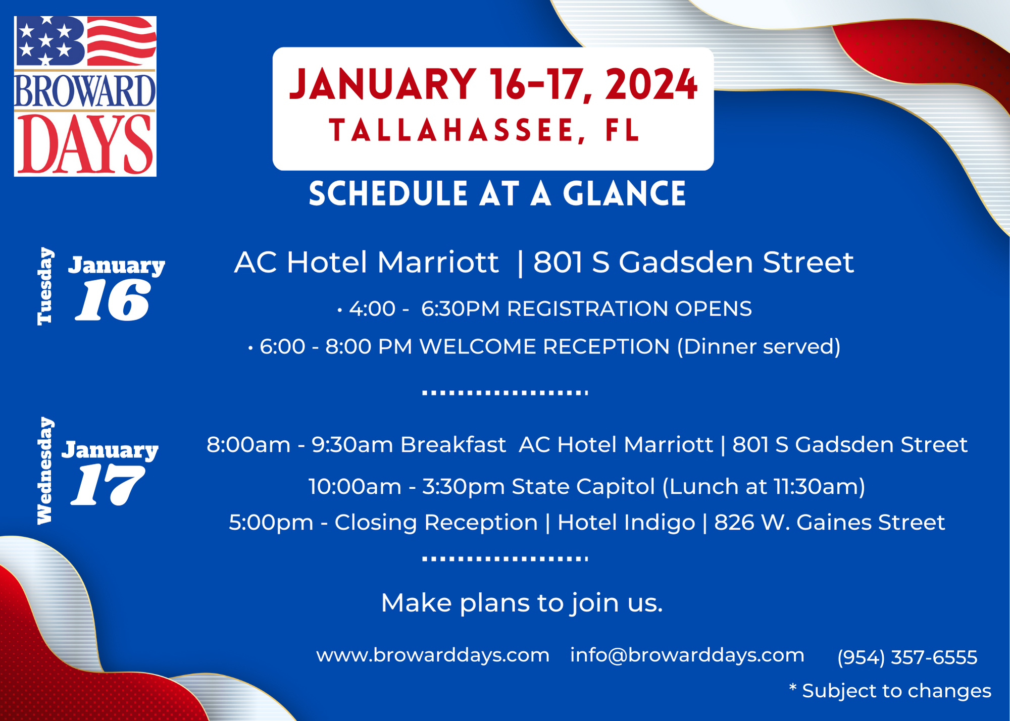 Schedule at a glance Broward Days 2025 Broward Days